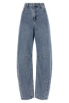blue barrel leg cotton denim jeans