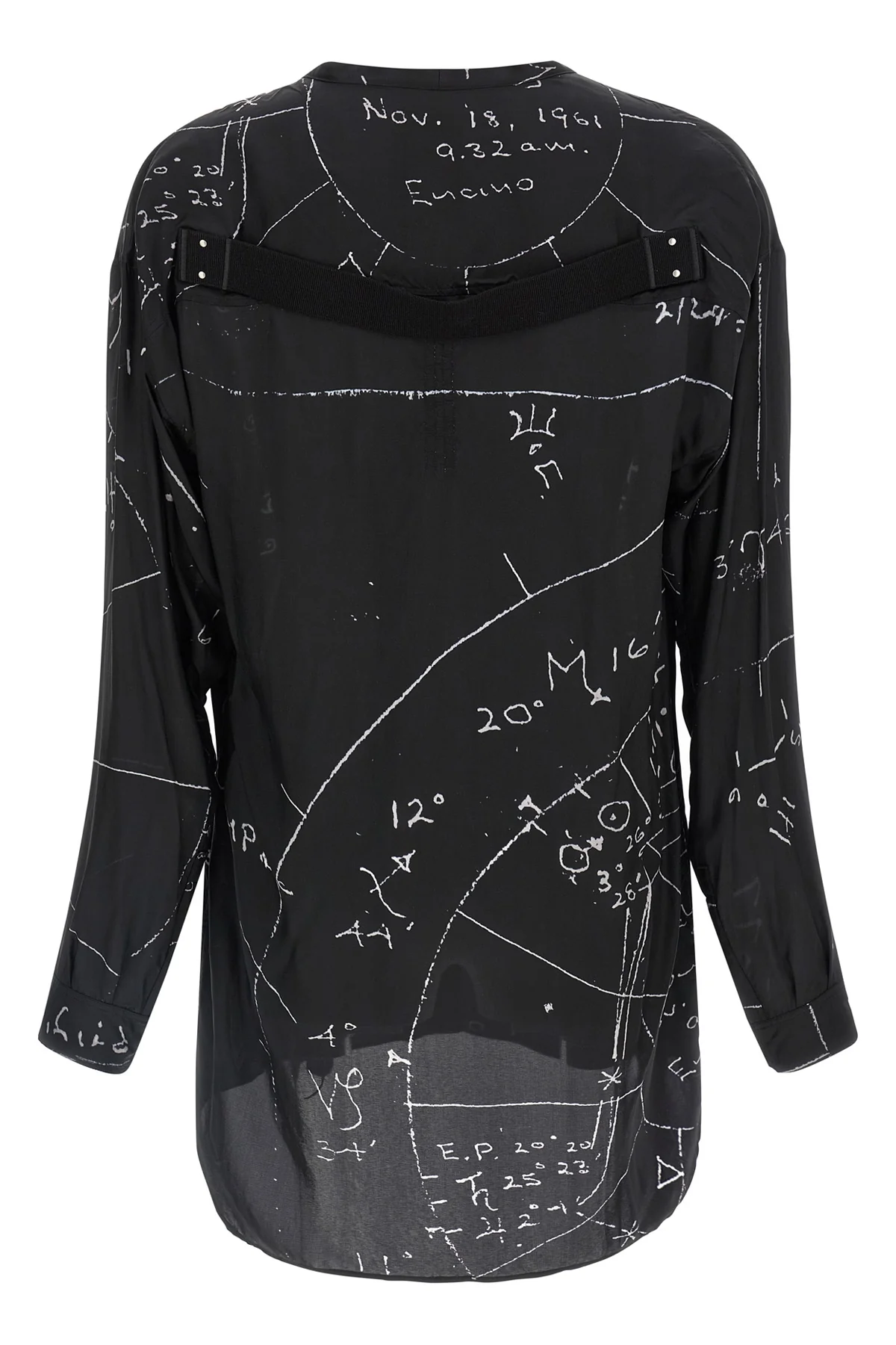 RICK OWENS 46 concordian shirt in viscose blend and patterned fluid cupro