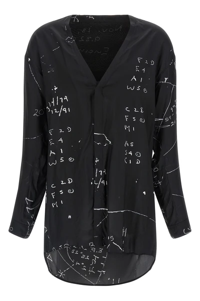 concordian shirt in viscose blend and patterned fluid cupro