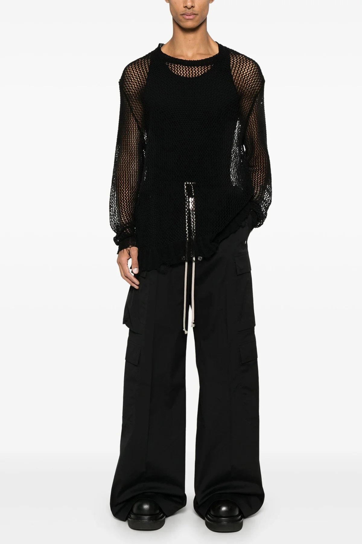 RICK OWENS 54 cargobelas pants in crisp medium hand cotton poplin weight