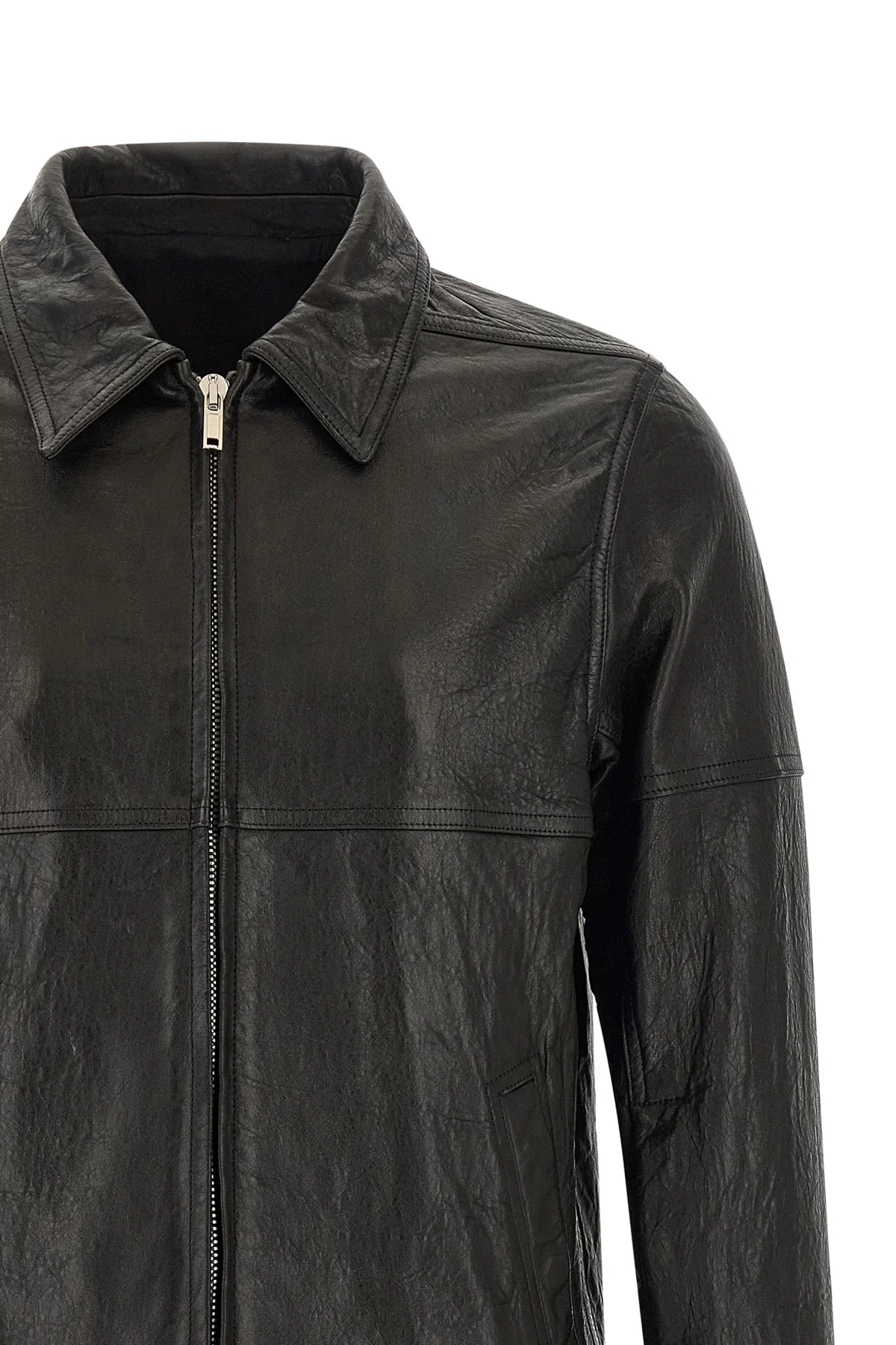 brad hammered leather jacket