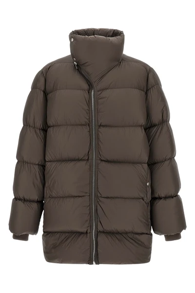 long turtle quilted nylon down jacket