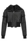 flight jkt cropped bomber jacket in matte craquelé effect leather