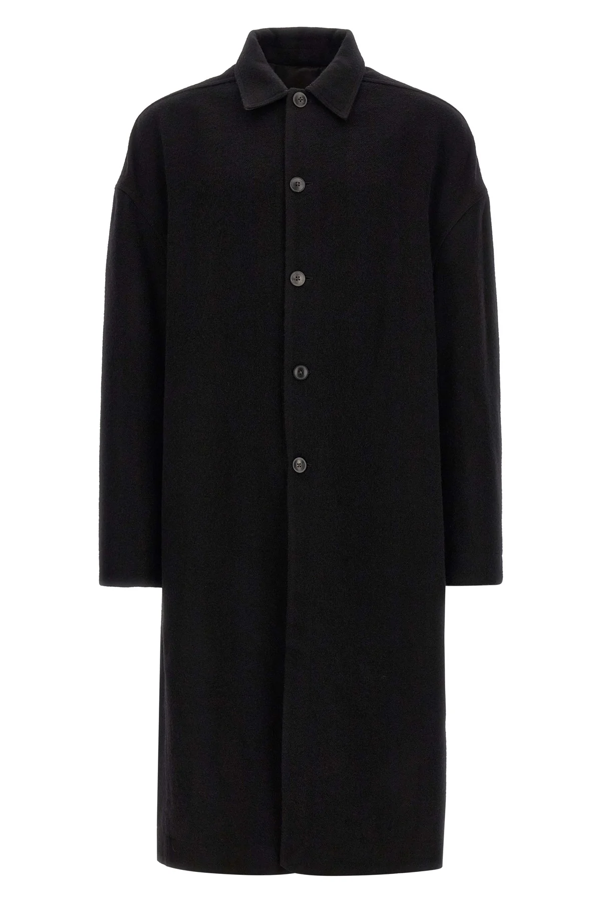 RICK OWENS 46 buttoned brad straight coat in wool