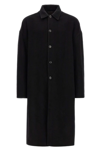 buttoned brad straight coat in wool
