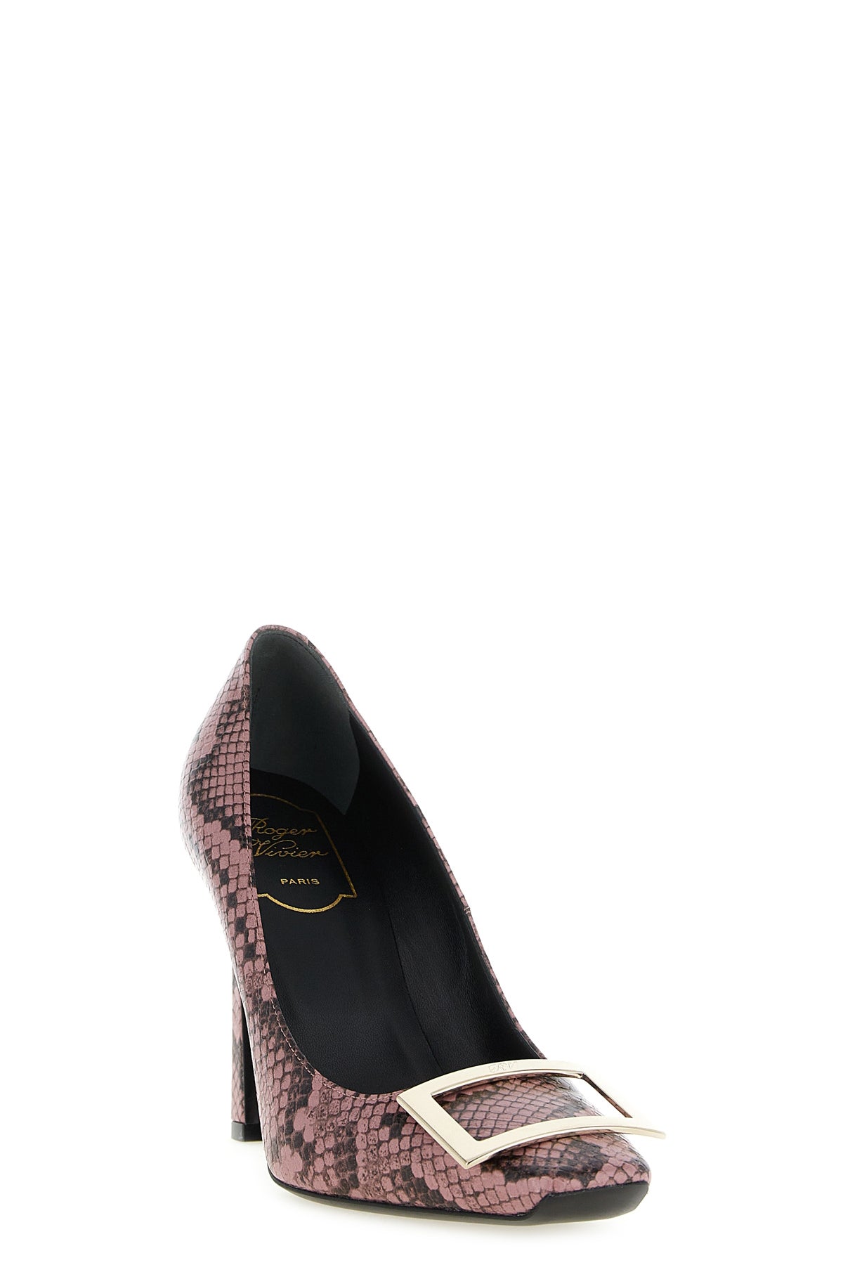 ROGER VIVIER 35.5 python print leather pumps