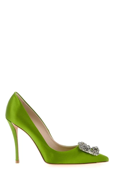 flower strass satin pumps