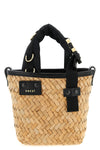 micro hybrid march handbag in woven raffia