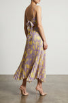 pleated midi skirt in fluid floral print fabric