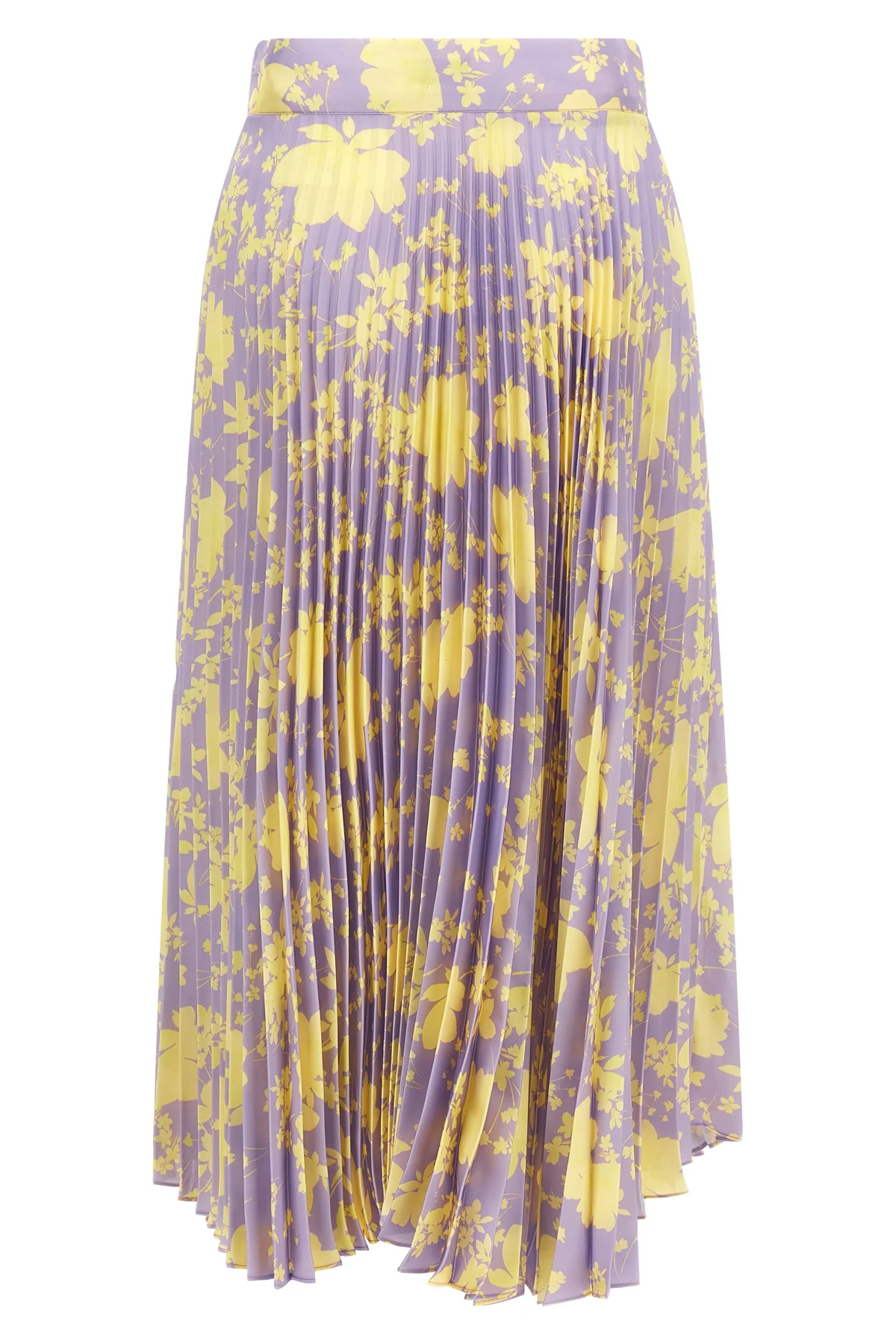pleated midi skirt in fluid floral print fabric