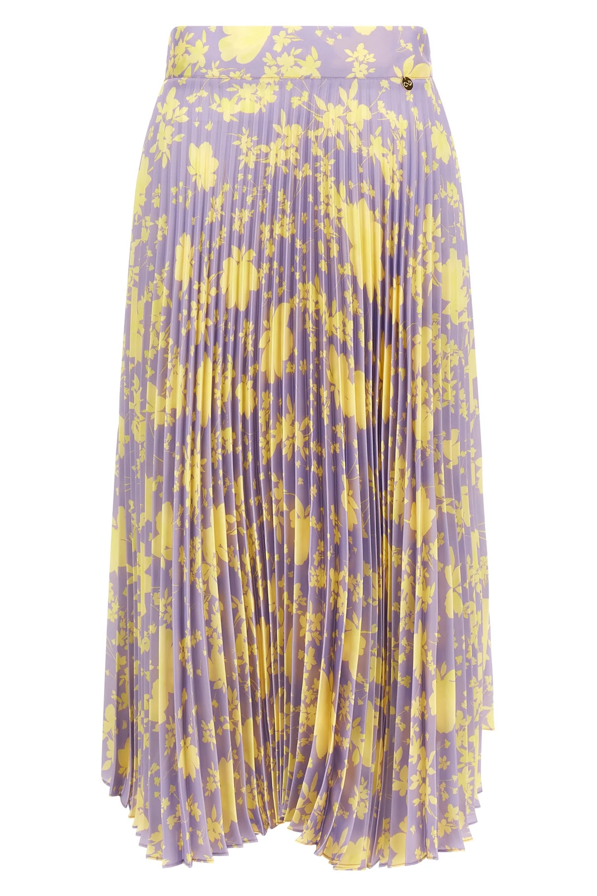 pleated midi skirt in fluid floral print fabric
