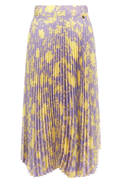 pleated midi skirt in fluid floral print fabric