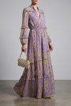 long dress in floral patterned chiffon