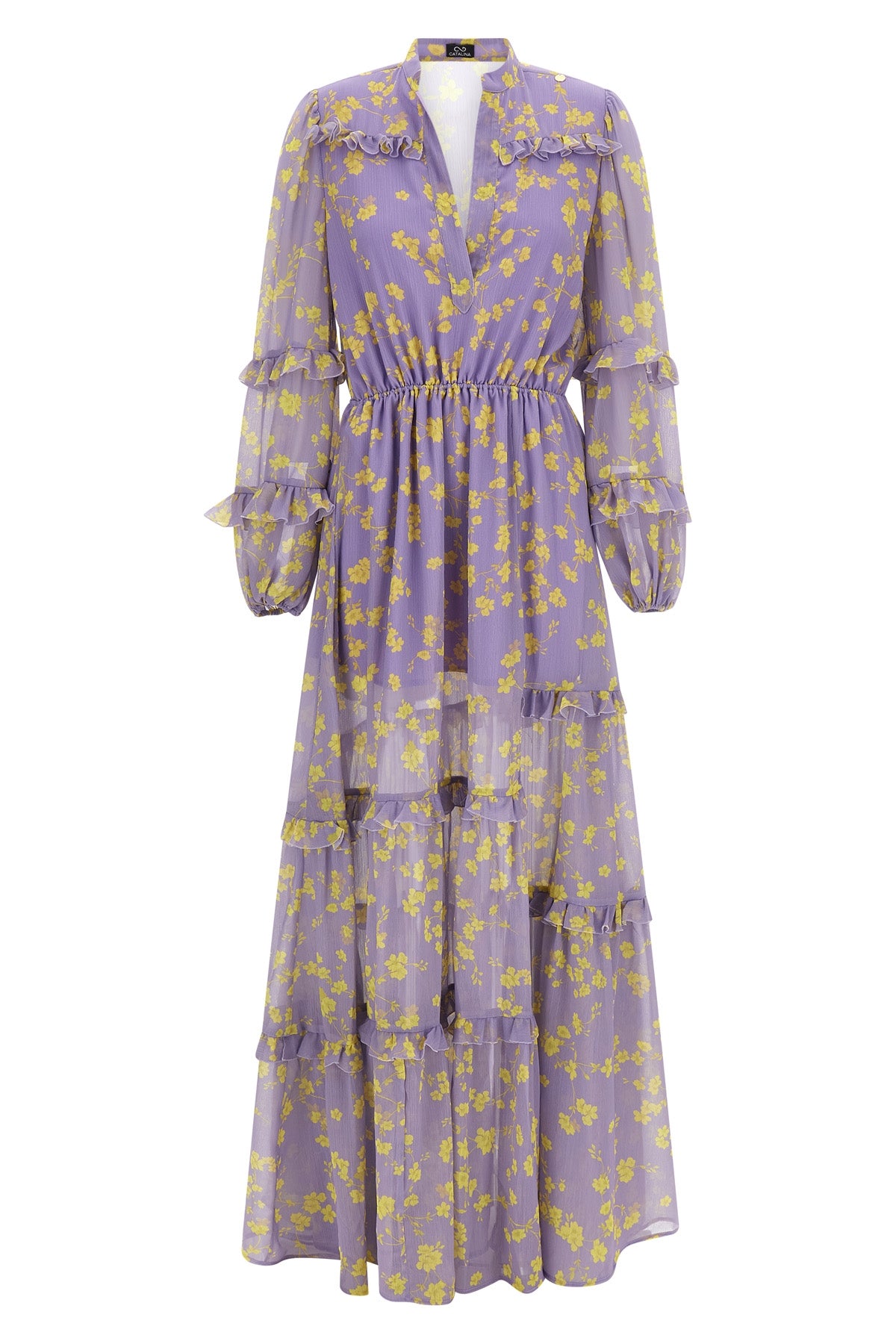 CATALINA 42 long dress in floral patterned chiffon