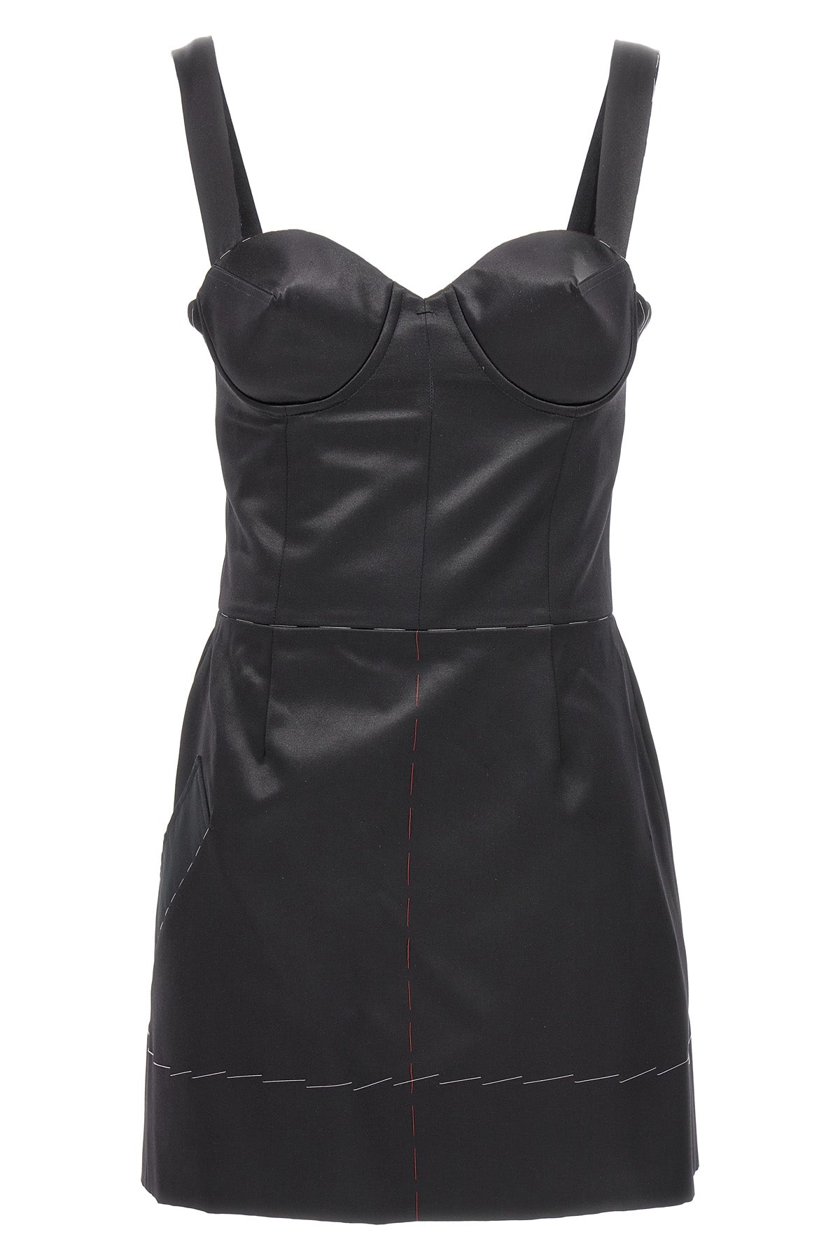 MAISON MARGIELA 40 abito in misto seta con corsetto e coppe a punta rigide
