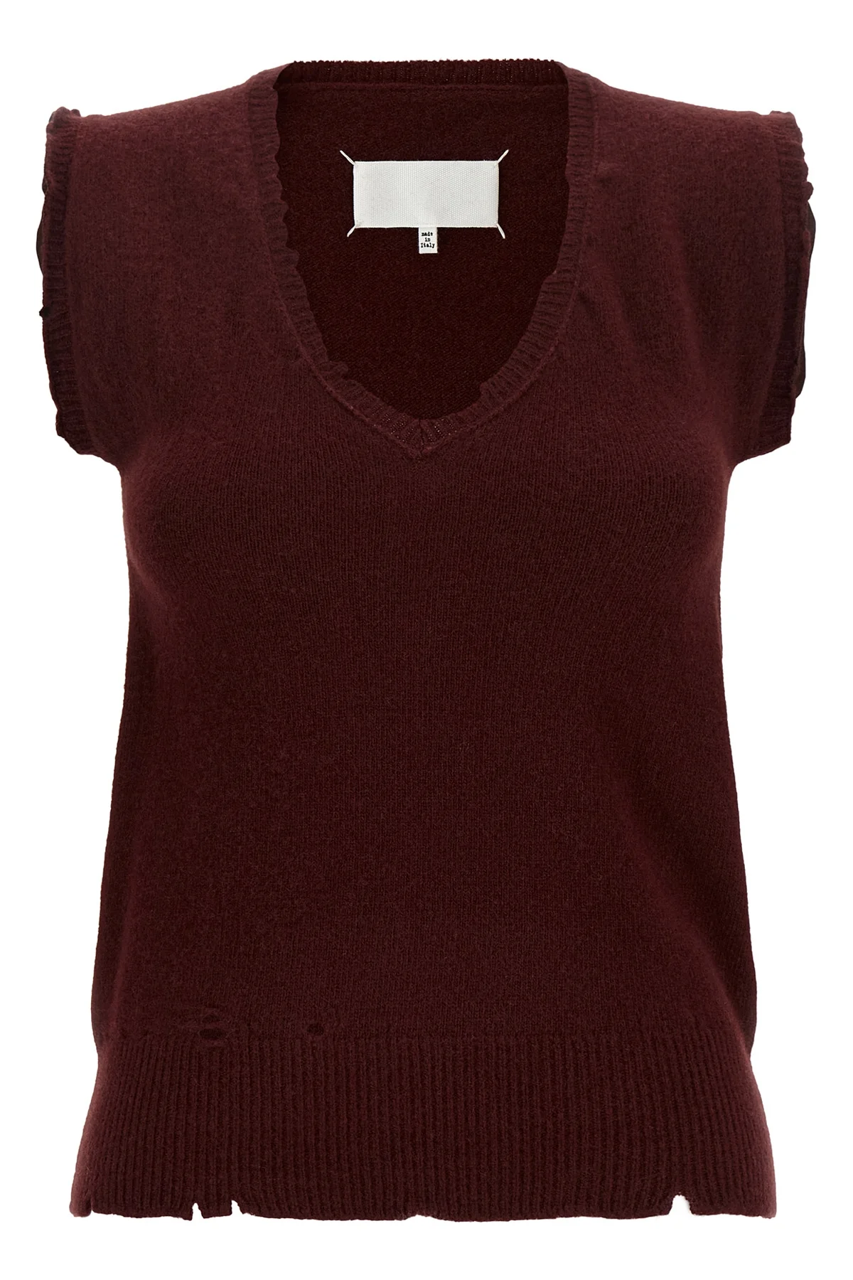 MAISON MARGIELA L the maison margiela vest redefines the codes of knitwear through a lived and dec
