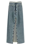 long skirt in stone-washed cotton denim