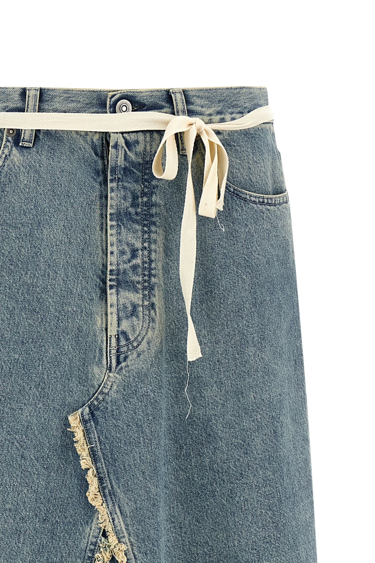 long skirt in stone-washed cotton denim