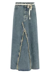 long skirt in stone-washed cotton denim