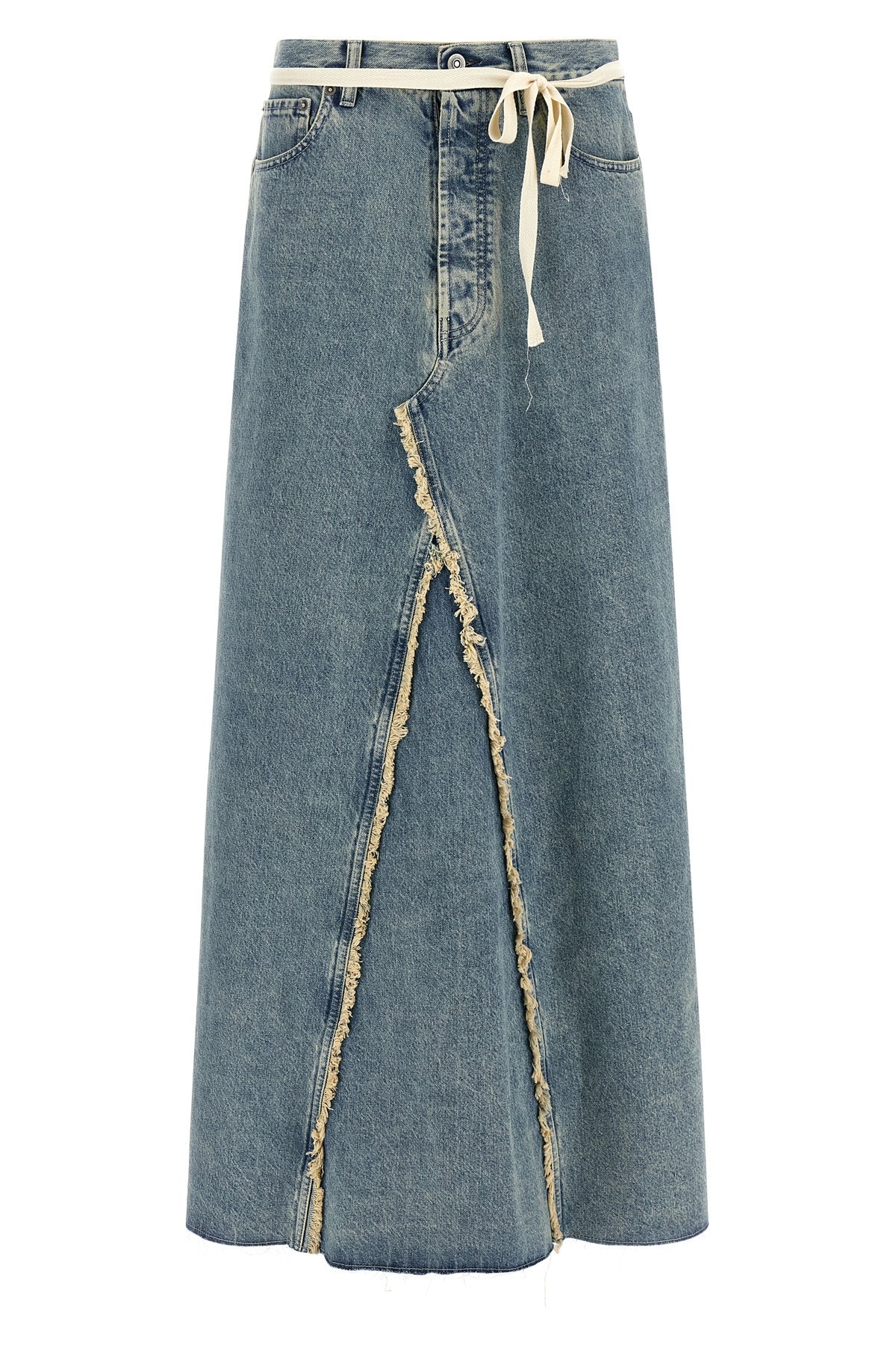 long skirt in stone-washed cotton denim