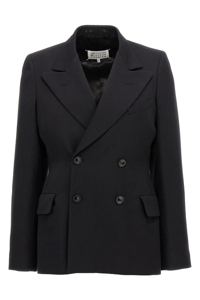double-breasted wool blazer