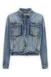 used-effect washed cotton denim jacket