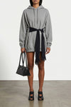 used-effect mélange cotton jersey hoodie mini dress