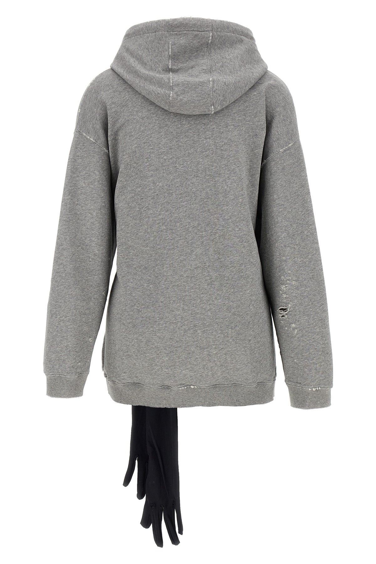 used-effect mélange cotton jersey hoodie mini dress