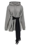 used-effect mélange cotton jersey hoodie mini dress