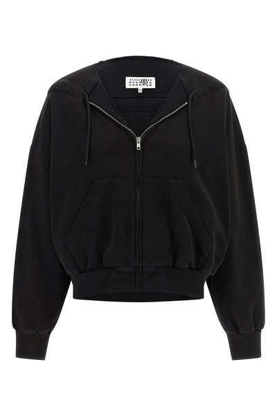 used-effect gauze cotton sweatshirt