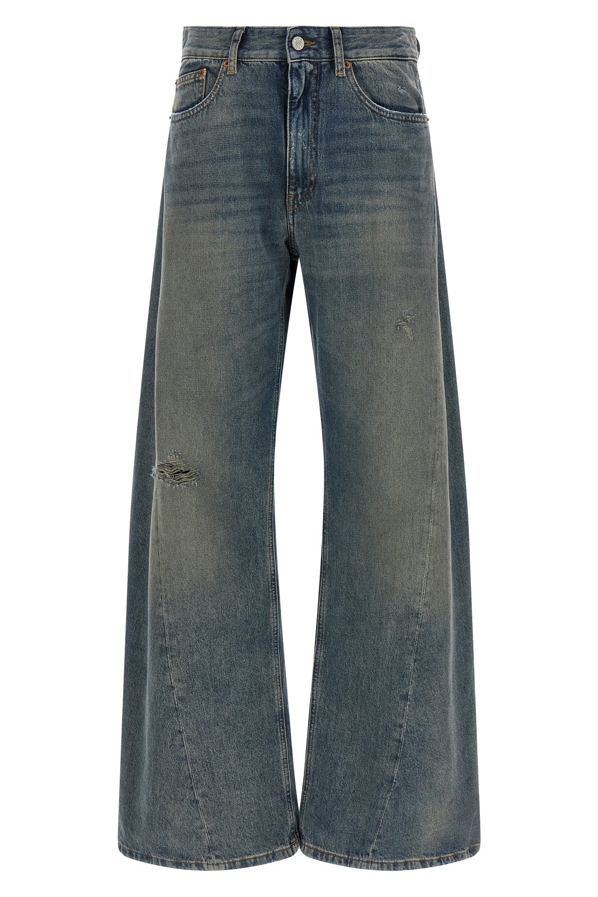 maison margiela mm6 jeans feature a wide-leg silhouette characterized by exagger