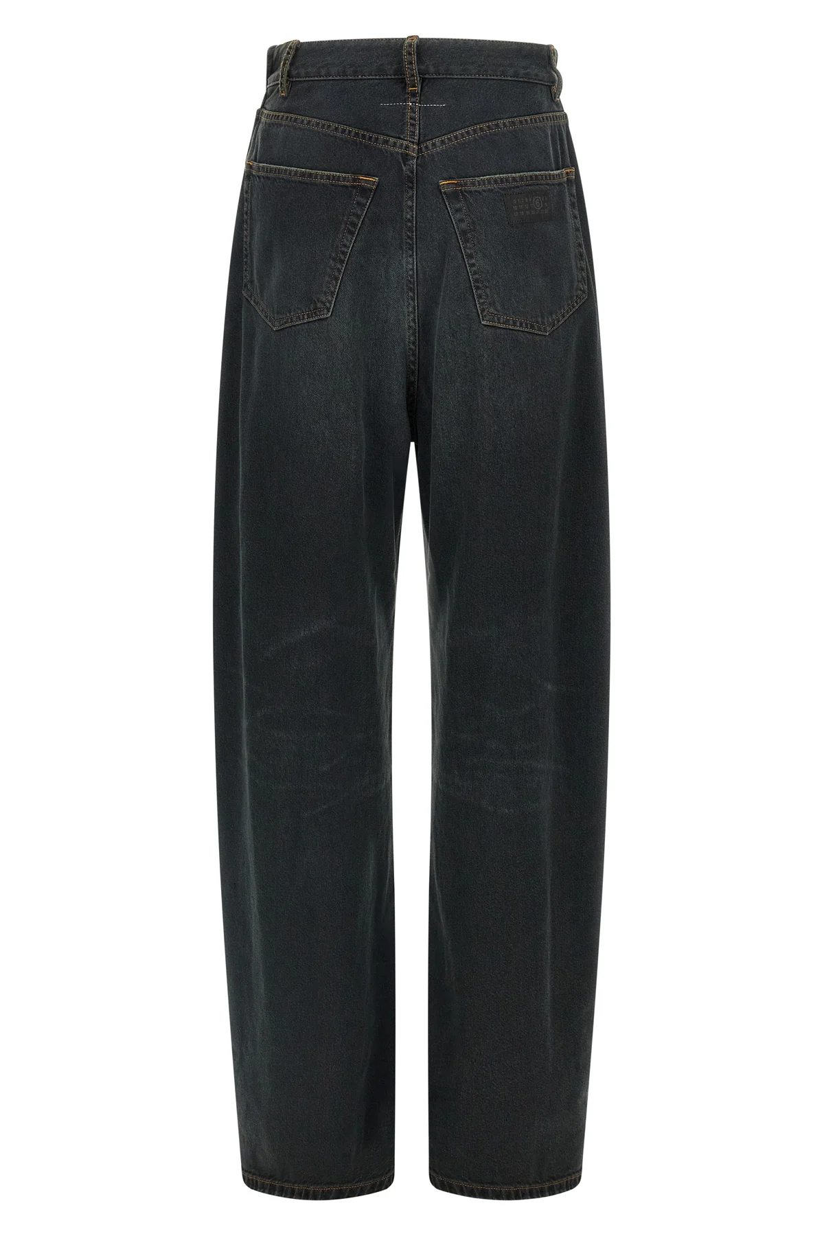 MM6 26 mm6 maison margielas wide-leg jeans redefine classic denim through an asymmetri
