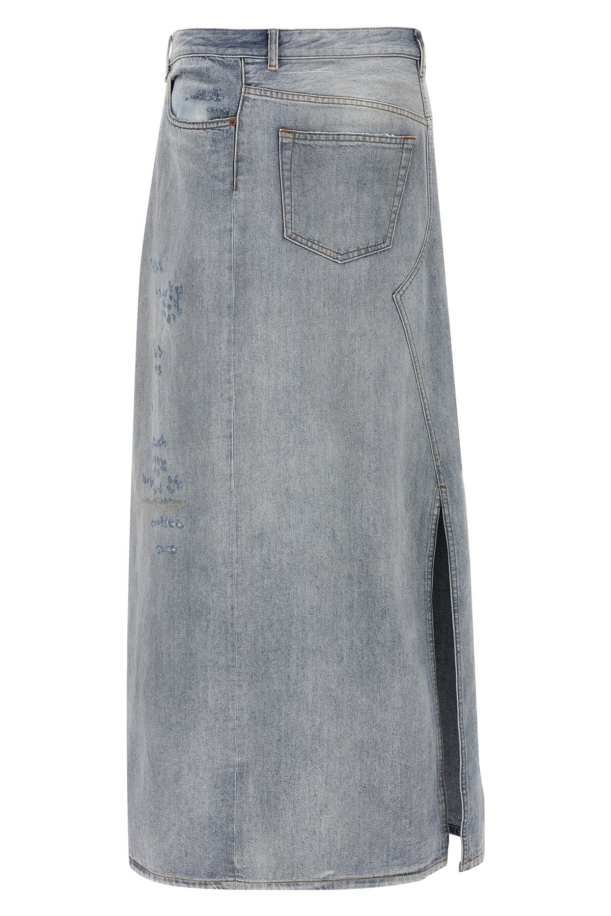 maxi skirt in used-effect cotton denim