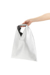 japanese small handbag in hammered laminated leather-effect fabric