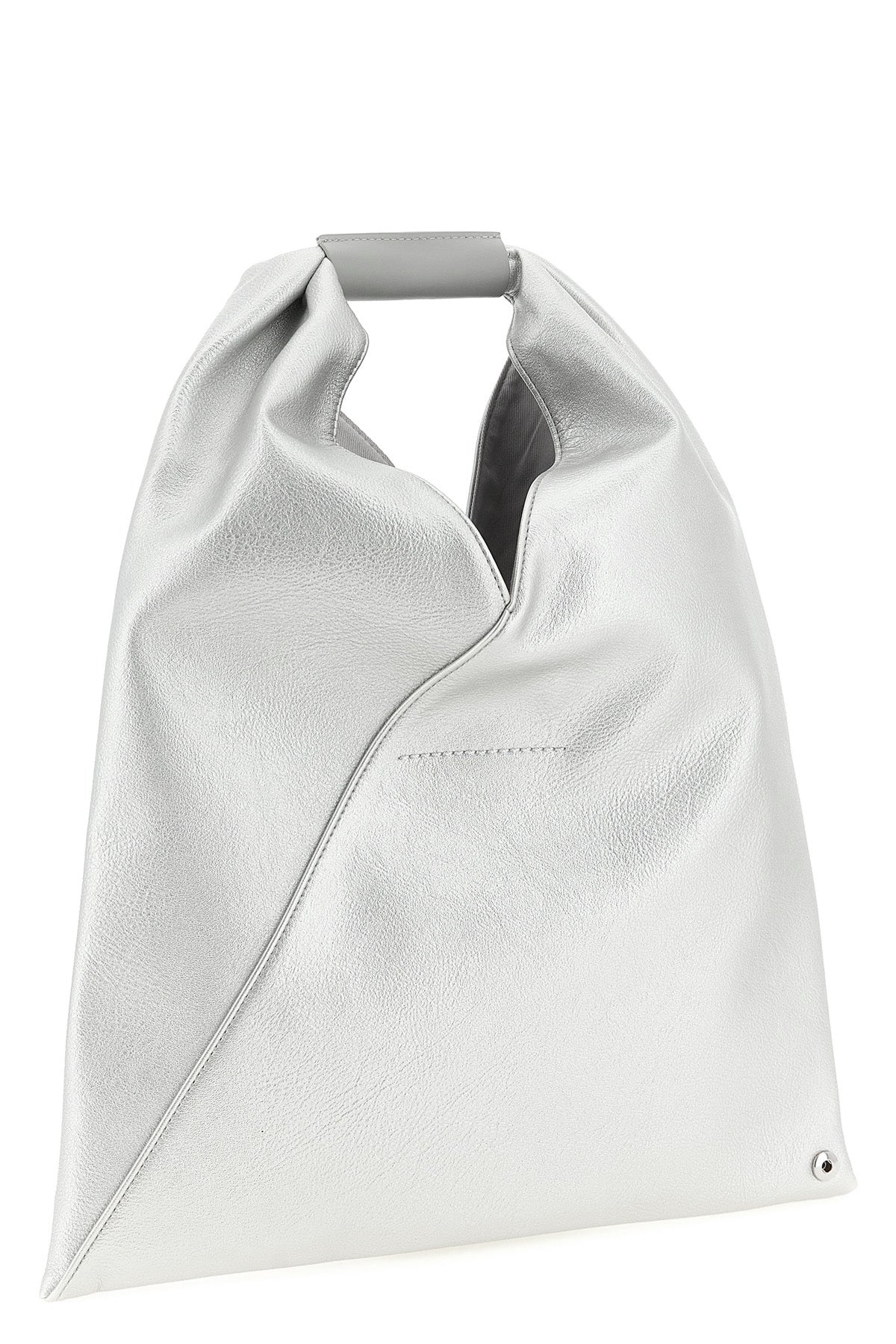 japanese small handbag in hammered laminated leather-effect fabric