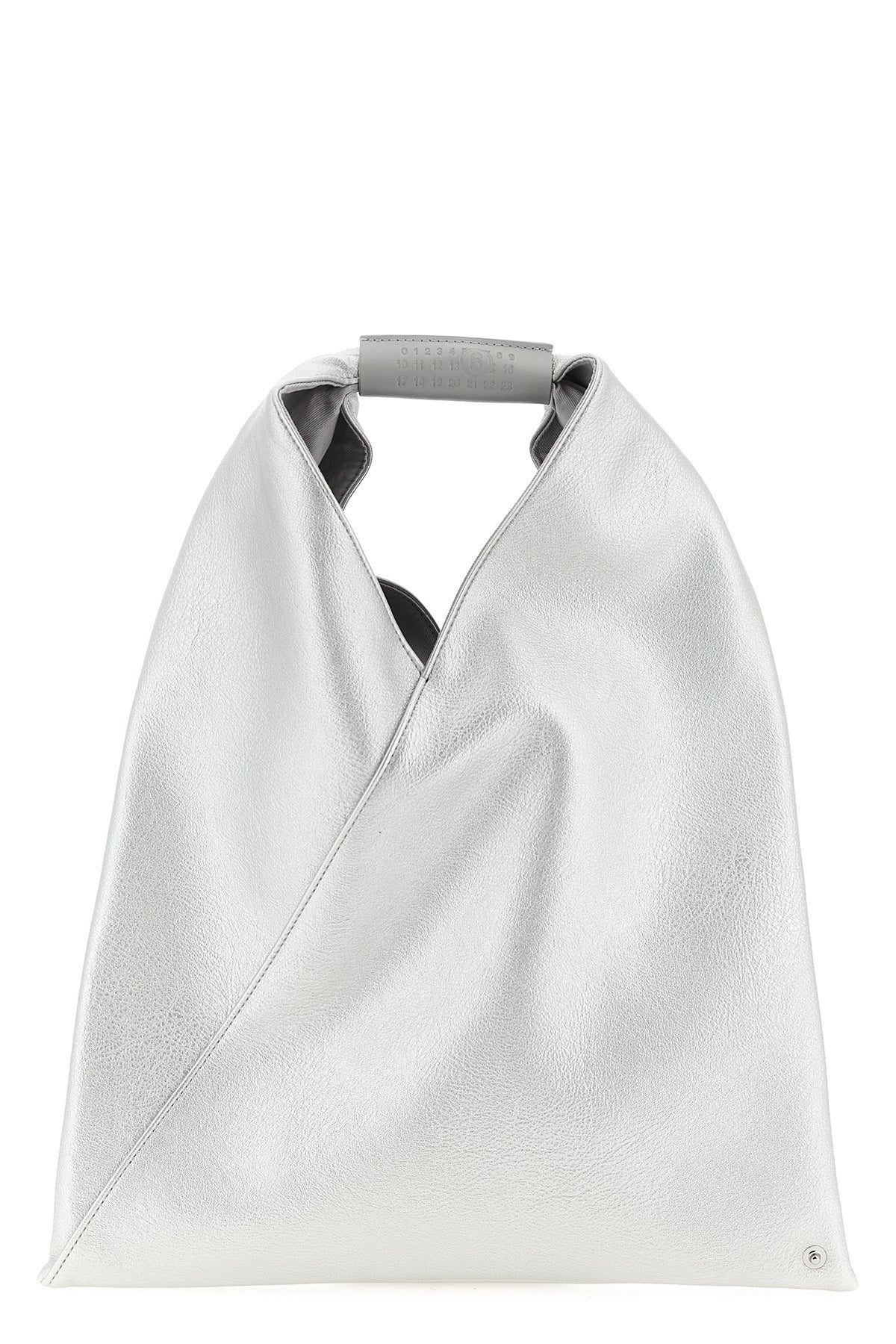 japanese small handbag in hammered laminated leather-effect fabric