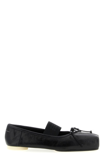 ballet crinkle effect leather ballet flats