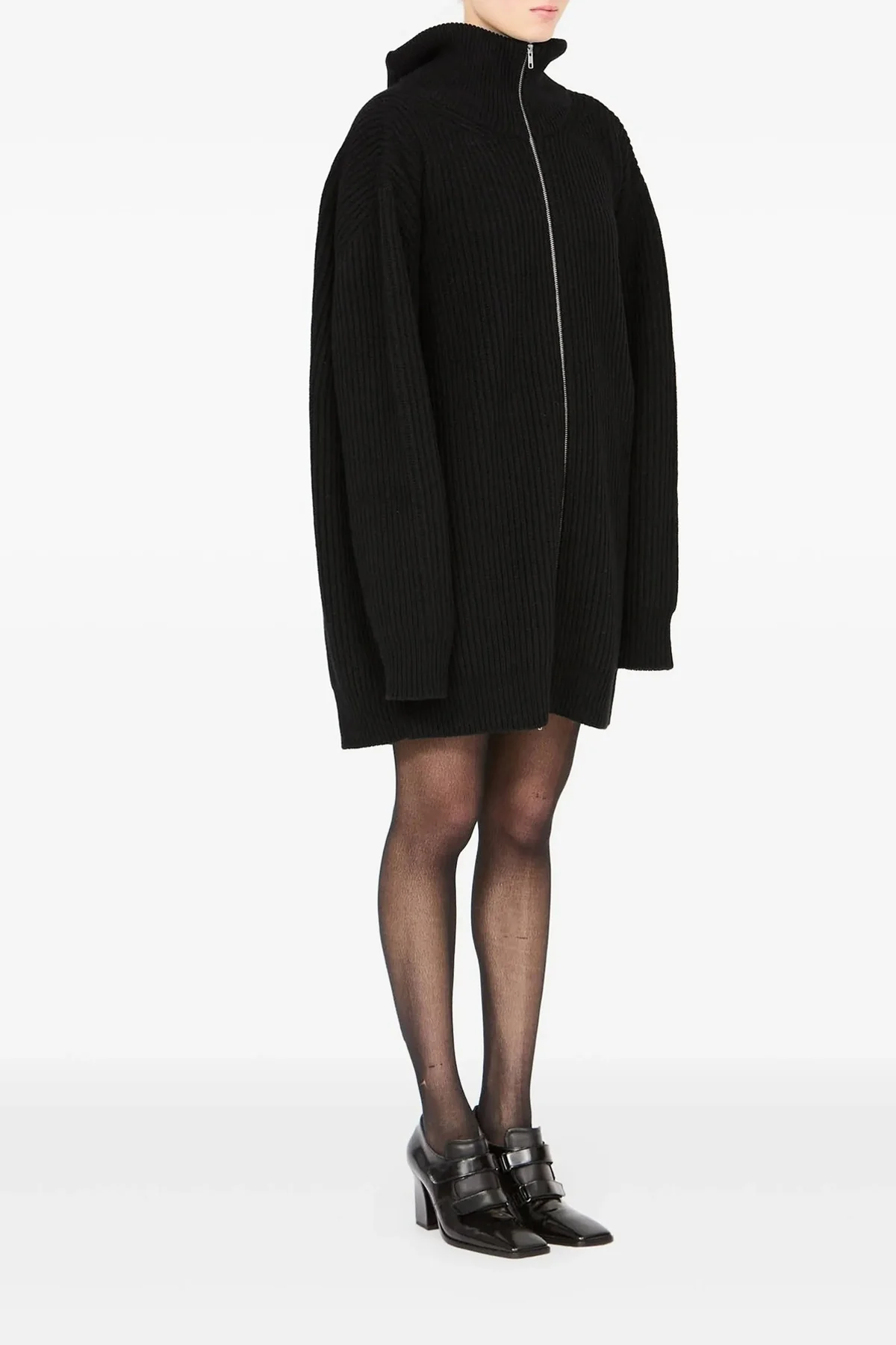 cardigan mini ribbed wool knit dress