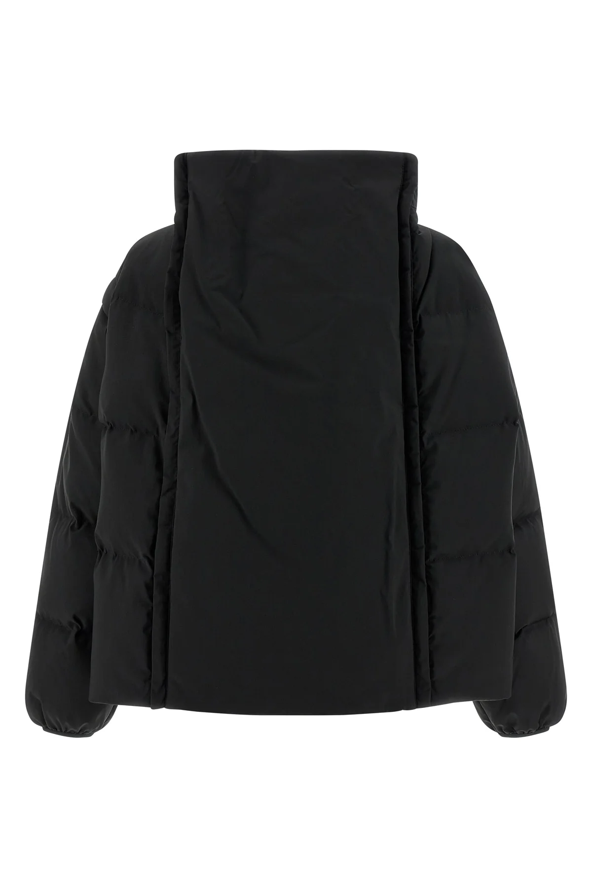 quilted and goose feather padded fabric down jacket
