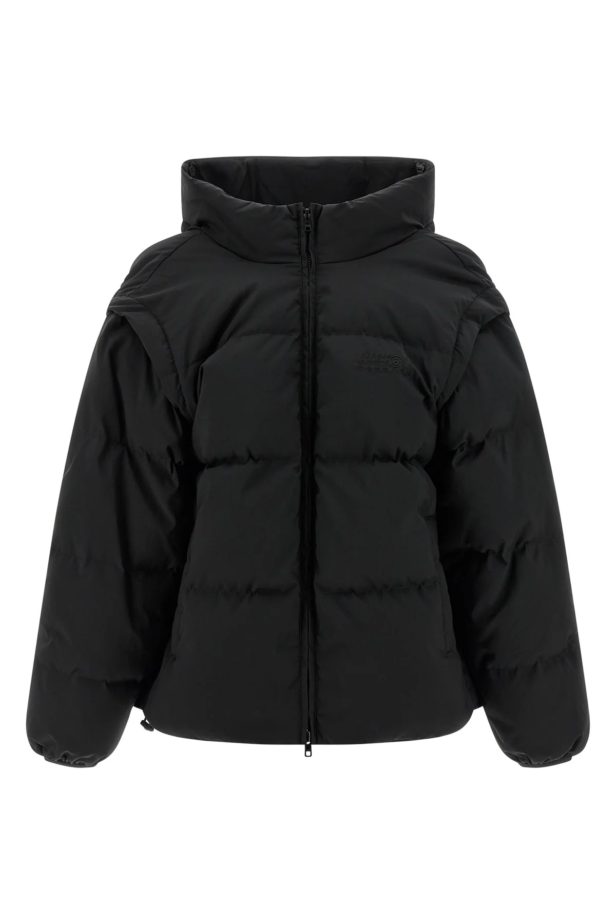 quilted and goose feather padded fabric down jacket