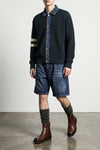 boxer bermuda shorts in used-effect stone-washed cotton denim