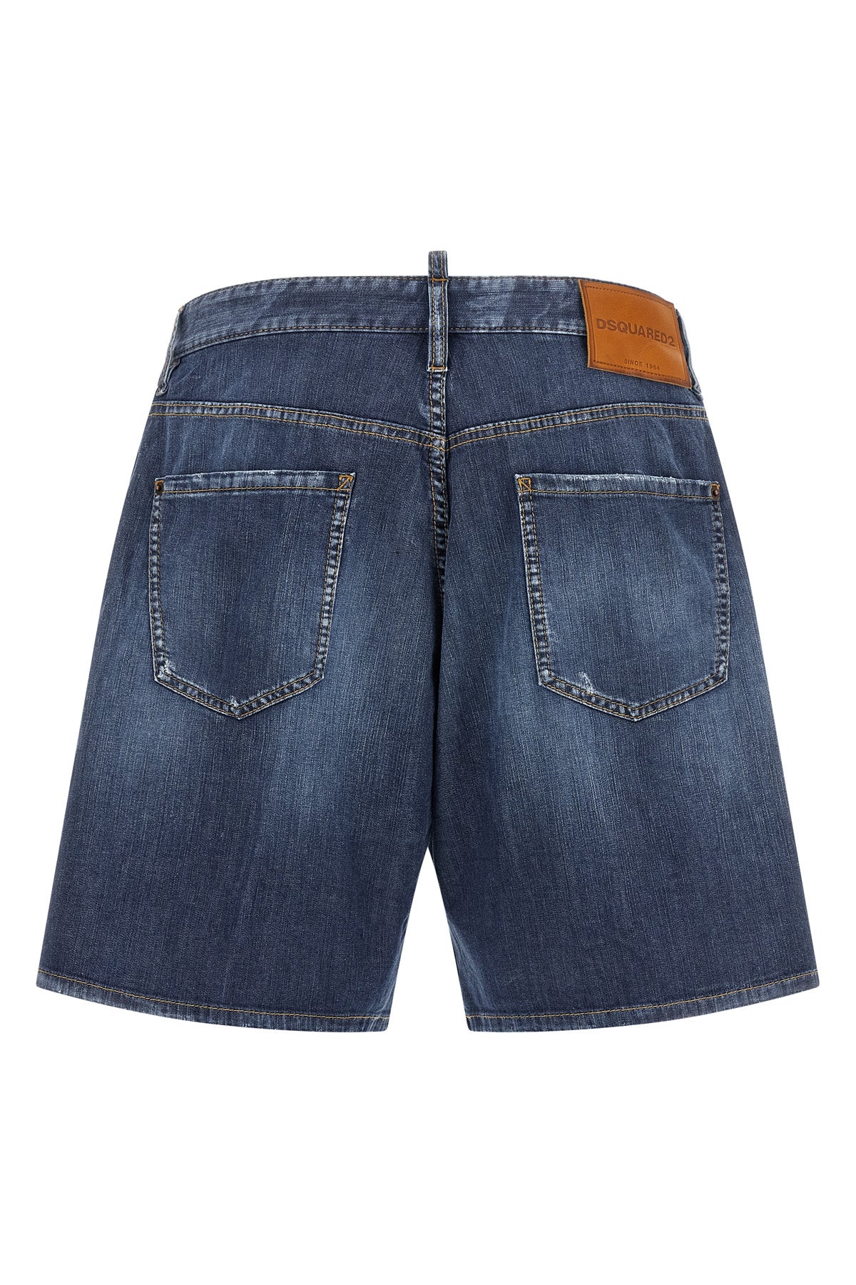 boxer bermuda shorts in used-effect stone-washed cotton denim