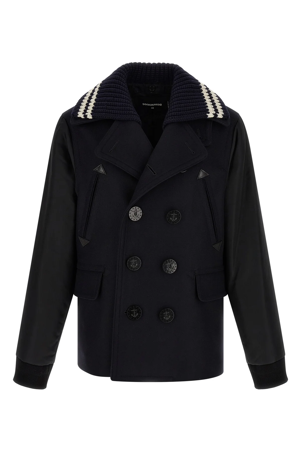 DSQUARED2 48 hybrid peacoat double-breasted wool coat
