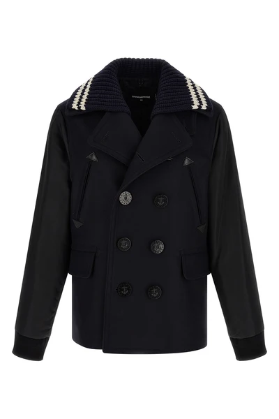 hybrid peacoat double-breasted wool coat