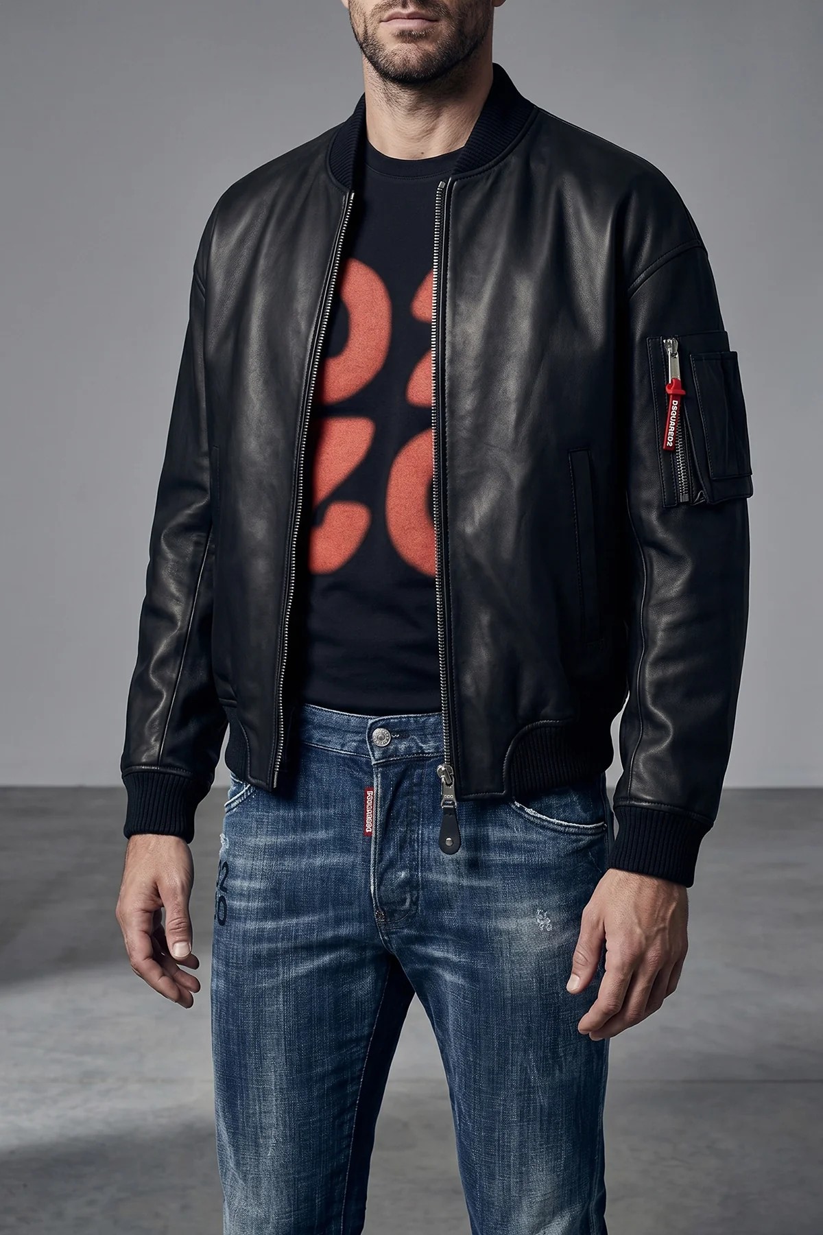 leather bomber jacket
