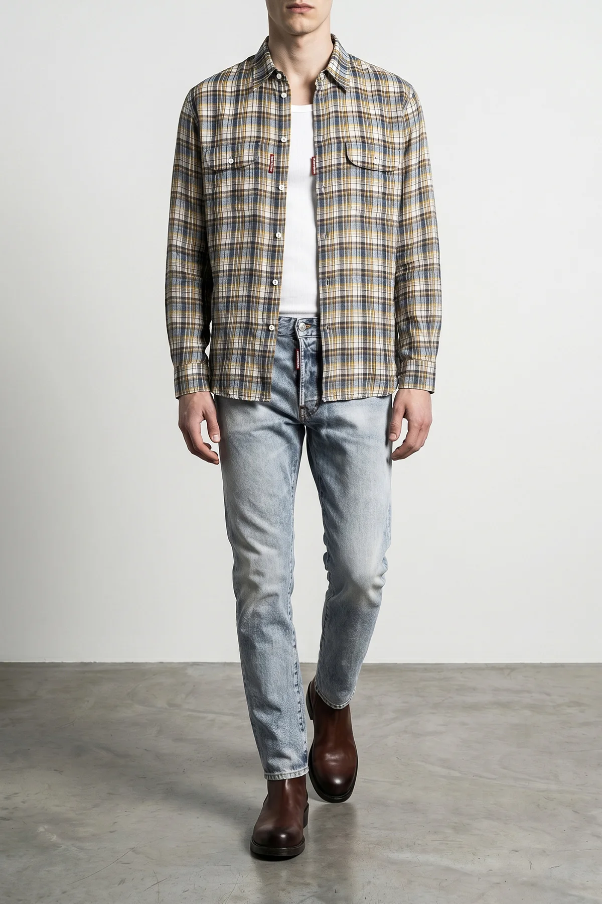 DSQUARED2 50 canadian vintage plaid linen shirt