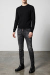 5-pocket teddy used-effect wash cotton denim jeans