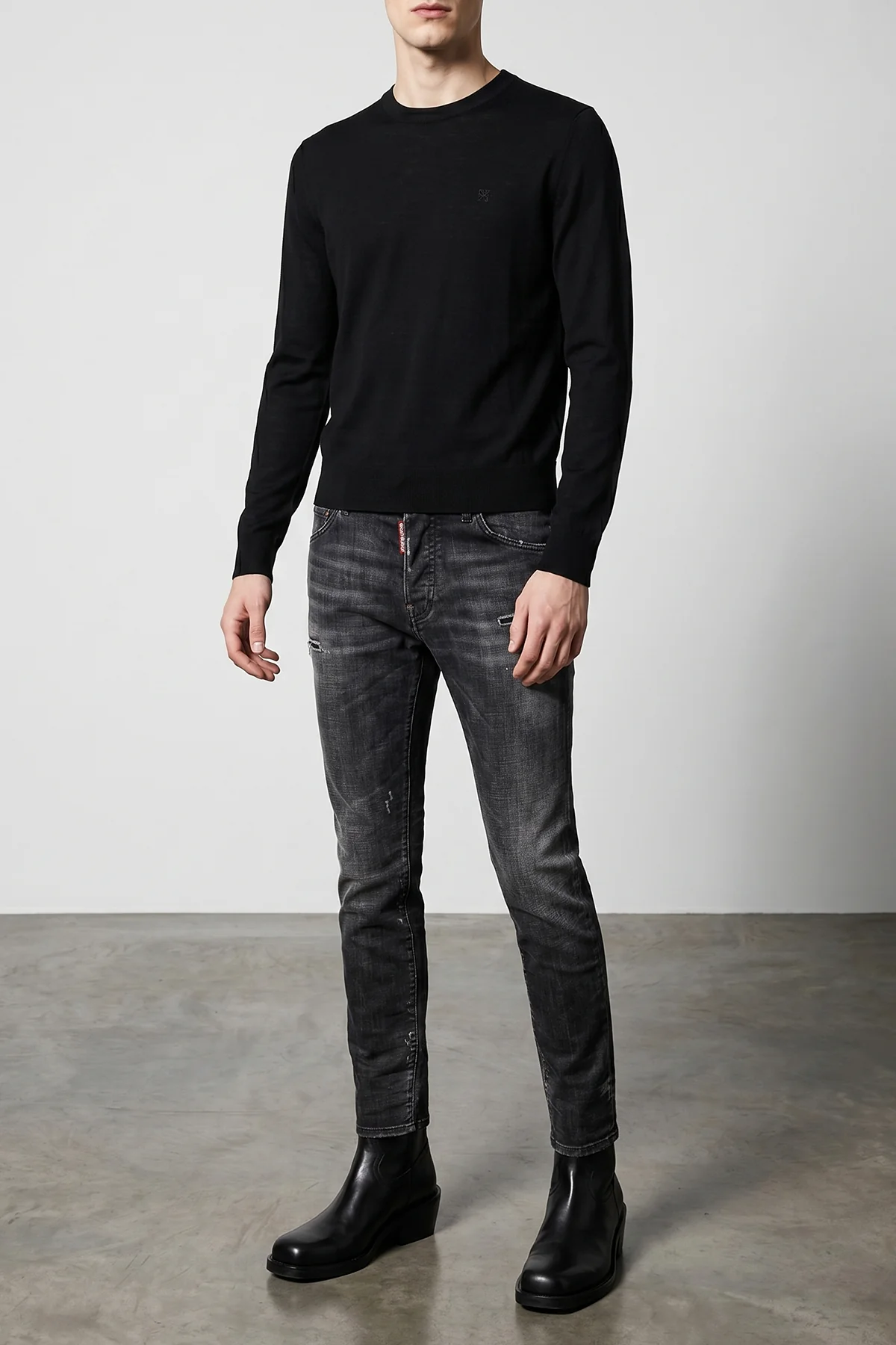 5-pocket teddy used-effect wash cotton denim jeans