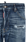 5-pocket teddy used-effect wash cotton denim jeans