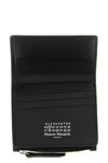maison margielas small wallet is made of fine black hammered calf leather